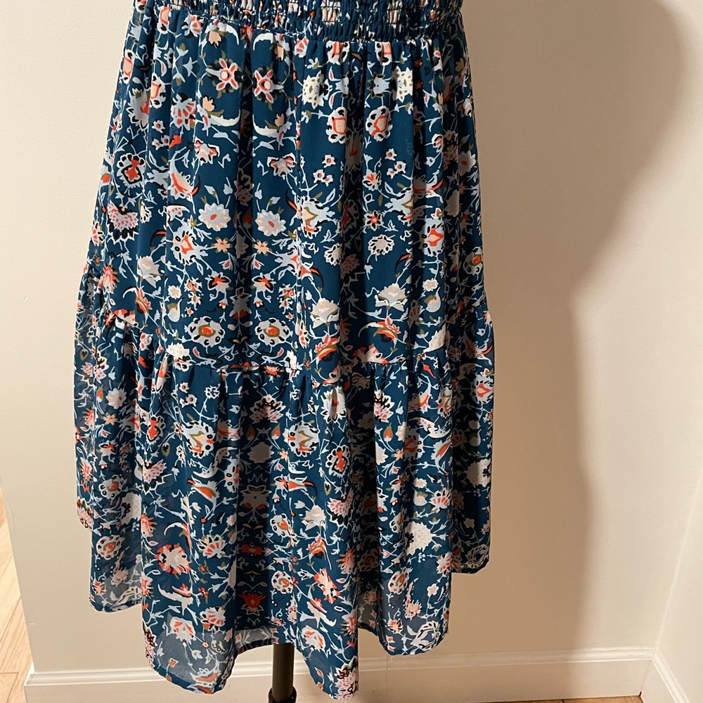 Vera Wang Dress Floral Princess Large Teal - Picture 7 of 13